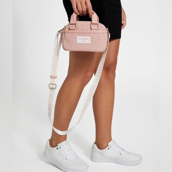 New Guess Mini Faux-Leather Logo Satchel - Picture 2 of 5